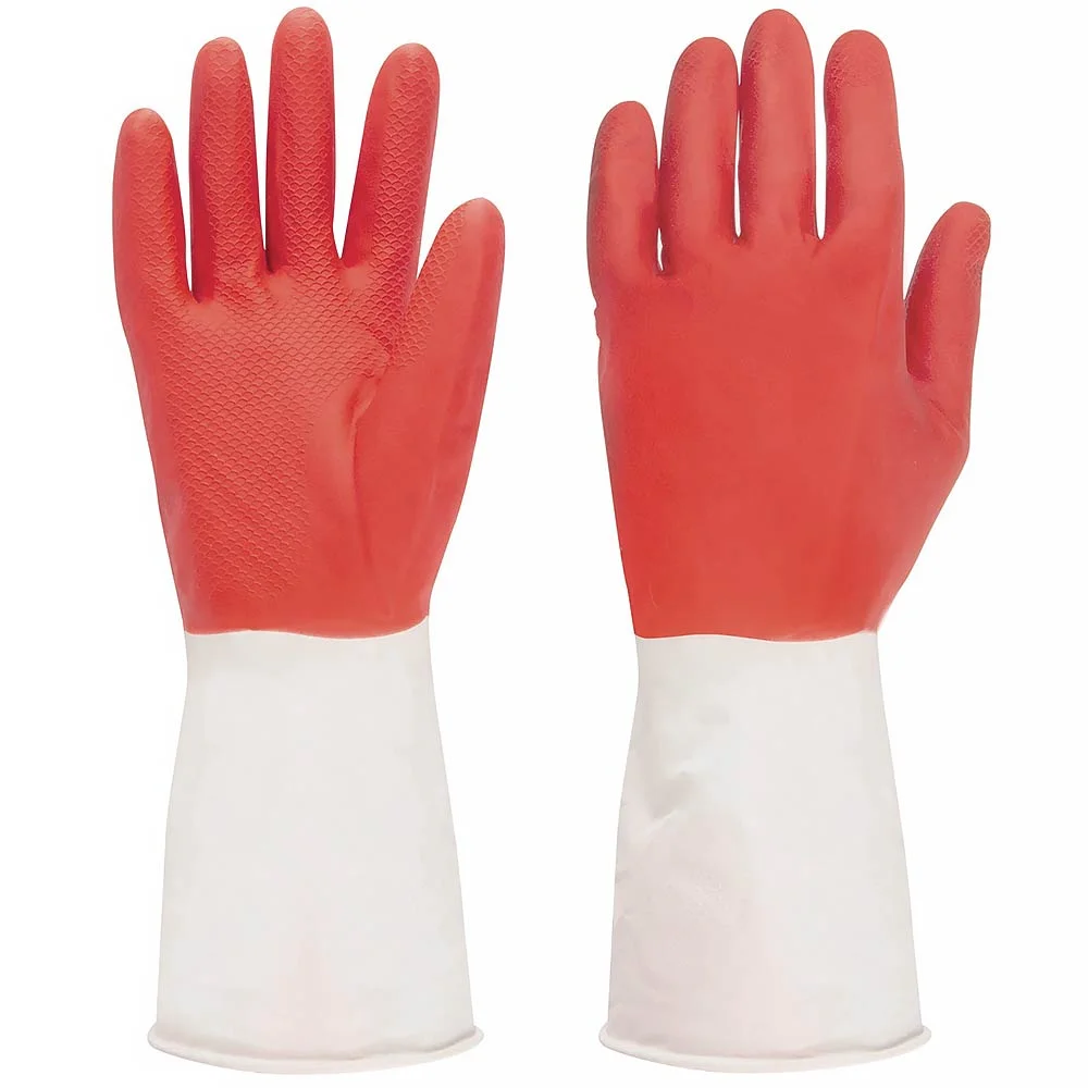 Перчатки латексные хозяйственные BVB красно-белые, размер М